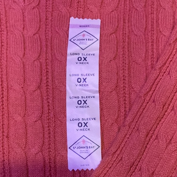 St John's Bay Australian Coral V Neck Pullover Sweater Long Sleeve Women Size 0X - Picture 2 of 11